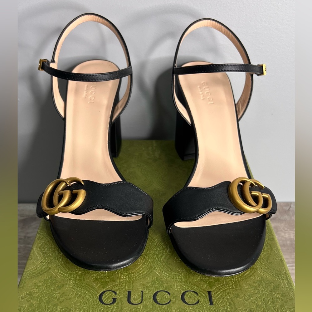 Gucci AUTHENTIC Marmont High Block Heel Sandal - Picture 3 of 17